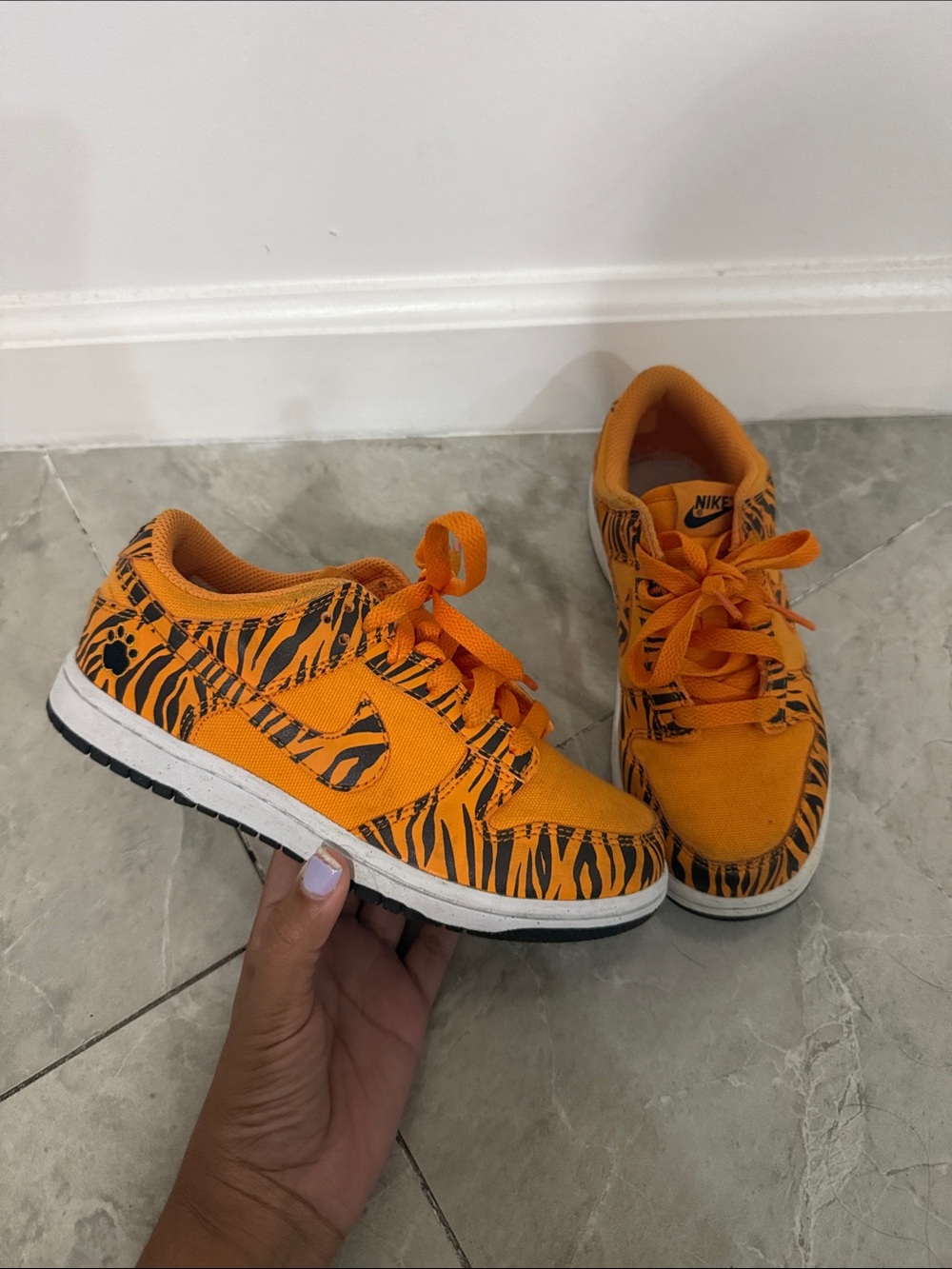 Nike Kids Orange Tiger-Pattern Sneakers